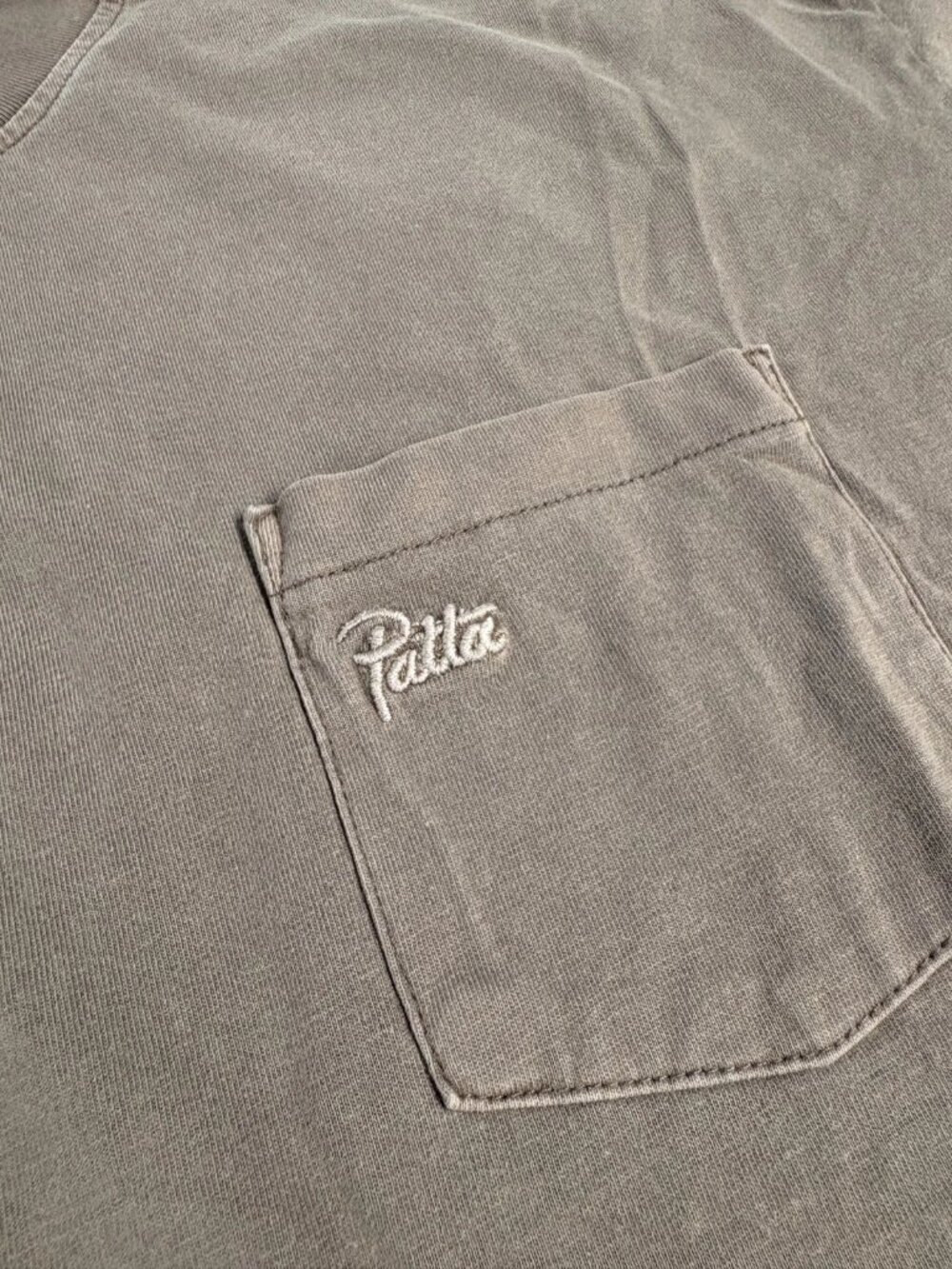 Patta Mens Embroidered Script Logo Basic Pocket T-Shirt Brown Size XXL - Picture 3 of 5